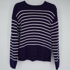 J.Crew Women Navy White Stripe Knit Pullover Sweater Small Nautical Preppy Boat