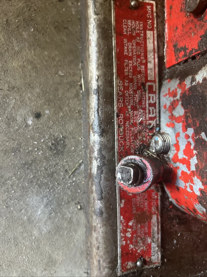 Compresor engrasado de banco Craftsman vintage modelo: 355 hecho en EE. UU. gran forma Foto 2 de 4