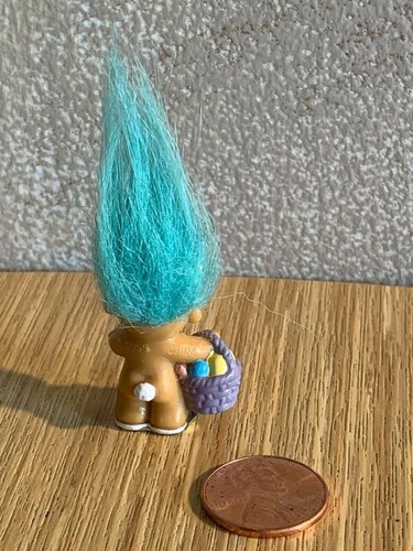 EASTER mini 1" TROLL aqua hair BUNNY Slippers eggs basket tail RUSS Sticker - Picture 2 of 3