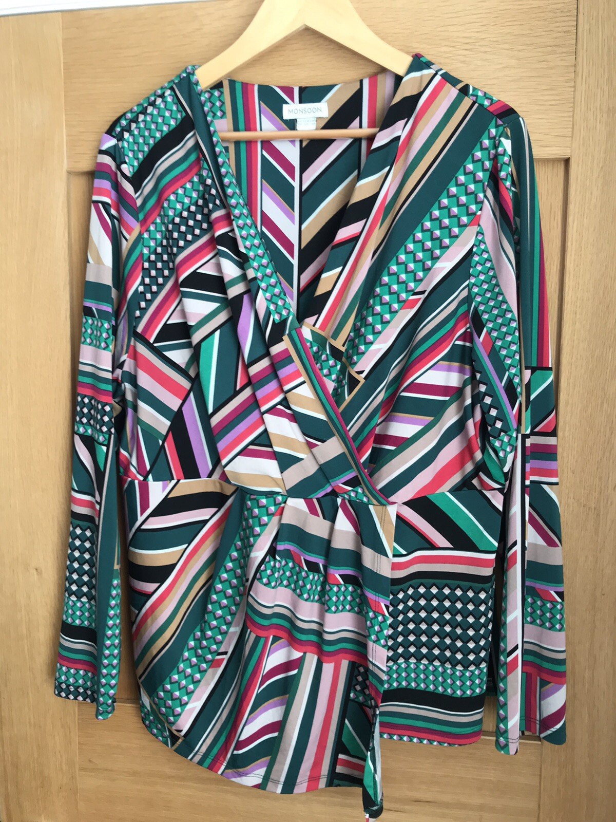 plus size 24 MONSOON wrap top stretch colourful | eBay
