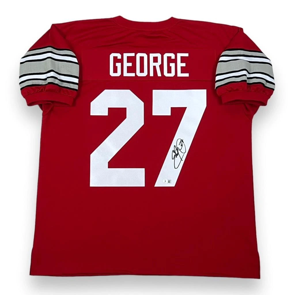 Eddie George Autographed SIGNED Jersey Red Beckett