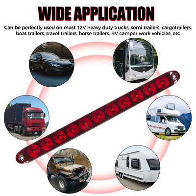 2PCS Red 10" LED Truck Trailer Strip 3rd Brake Lights Rear Turn Tail Light Bar E - Foto 14