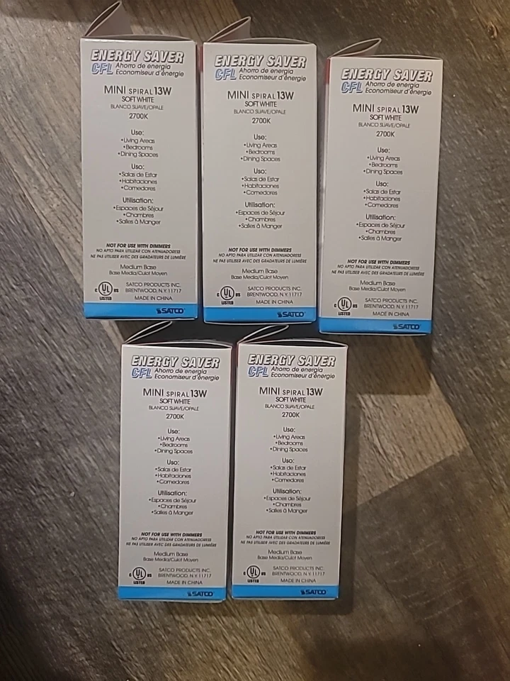 5 SATCO S7217 13W Mini Spiral 2700K CFL LampT2 60W Equal TCP 4T213 Replacement - Image 4 of 4