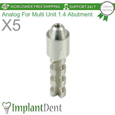 5x Dental Analog Multi Unit 1.4mm Prosthetic Stainless Steel Int Hex Conical