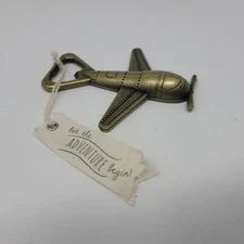 KATE ASPEN Airplane Bottle Opener brass 4" propeller vintage skyliner