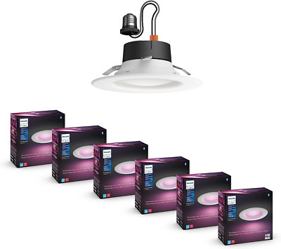 Smart 5/6 Inch LED Downlight 6 Pack - Color Changing, Works with Alexa & Hue App
