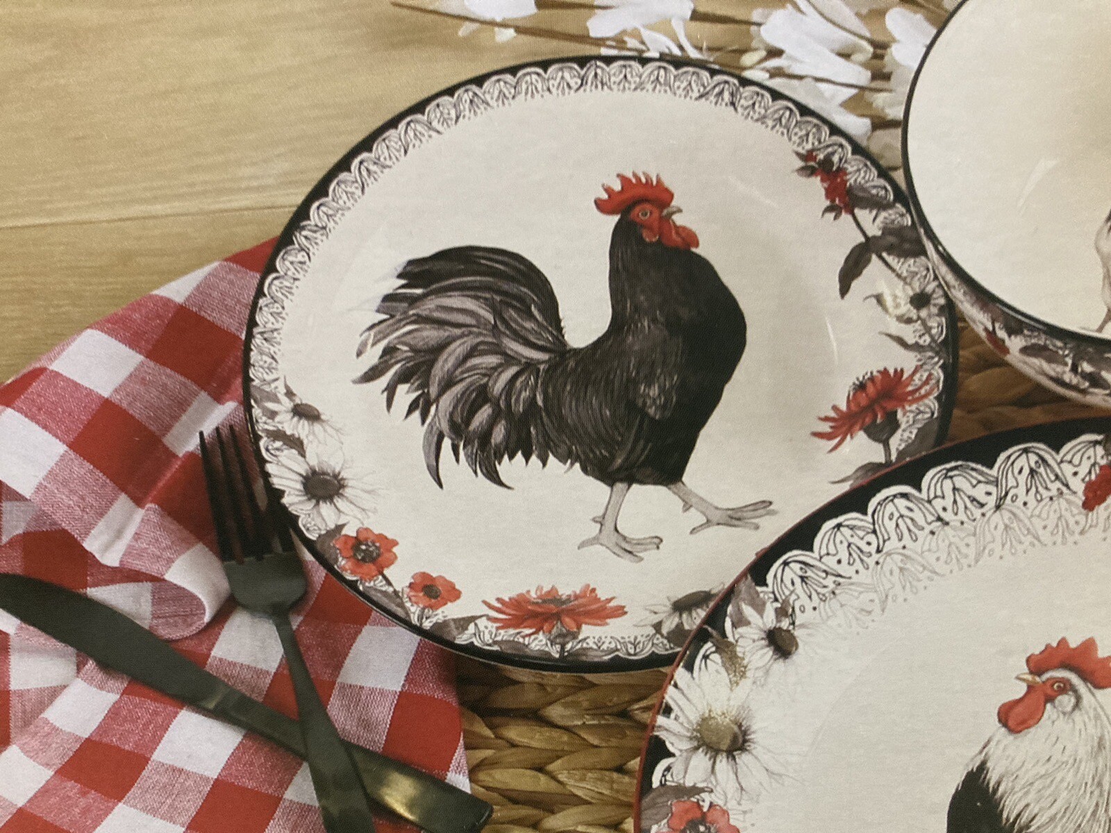Rooster 12 Pc Dinnerware Set Cracker Barrel Exclusive