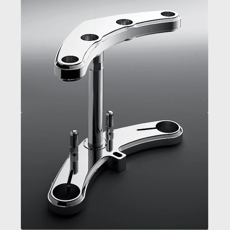 Chrome Flush Top Billet Triple Tree Set Fit Harley 36-99 Frames Wide Glide 41MM - Image 2 of 2