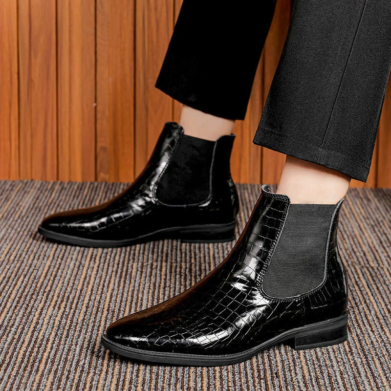 Mens Casual Pointy Toe Chelsea Boots Business Dress Suit Shoes Size | eBay