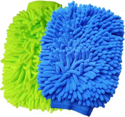 2 Pack Car Wash Mitt Microfiber Chenille Car Wash Mitt Scratch Free for Cars 