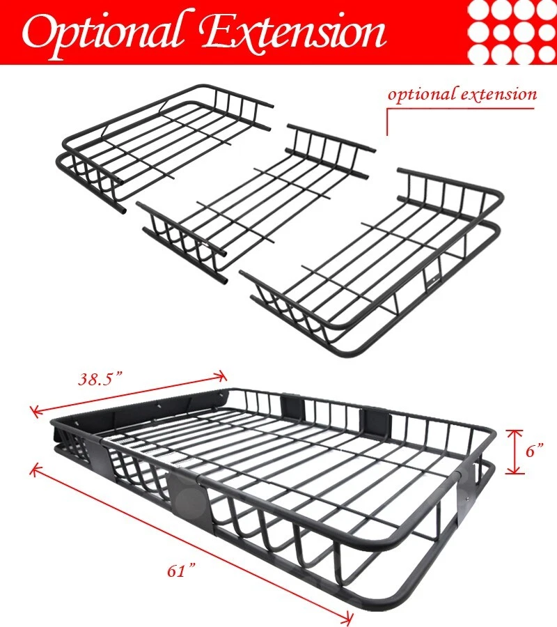 Fit Pontiac 61" Roof Rail Rack Basket Cross Bars Top Mount Cargo Carrier Extend Foto 4 de 4