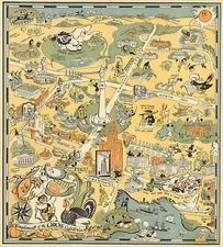 Baltimore Maryland Mid-century Pictorial Map Wall Art Poster Print Decor Office