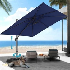 HOTIME 10x10 ft Patio Hanging Umbrella Outdoor Market Umbrella Shade Cantilever