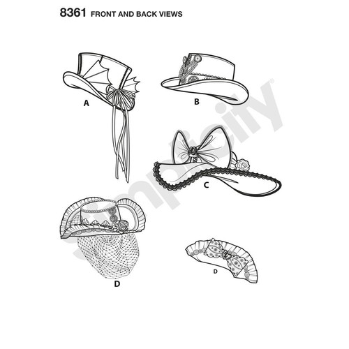 Simplicity SEWING PATTERN 8361 Misses Costume Hats In 3 Sizes - Picture 9 of 10