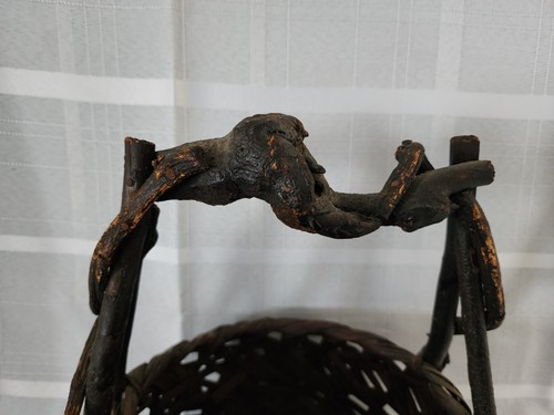 Antique Primative Basket Twig Handle Weaved - Picture 2 of 16