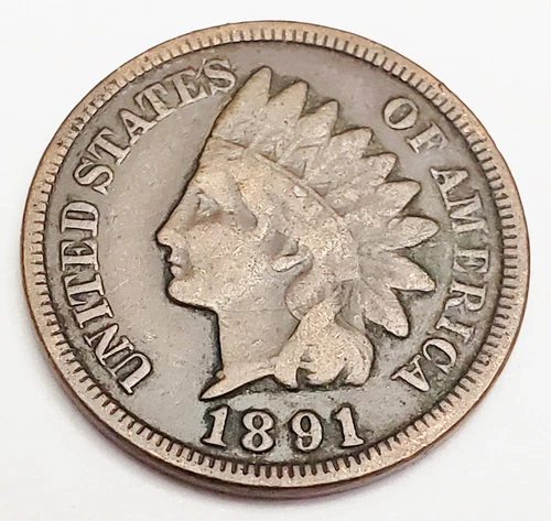 1891 P Indian Head Cent Penny  *F - FINE*   **FREE SHIPPING**