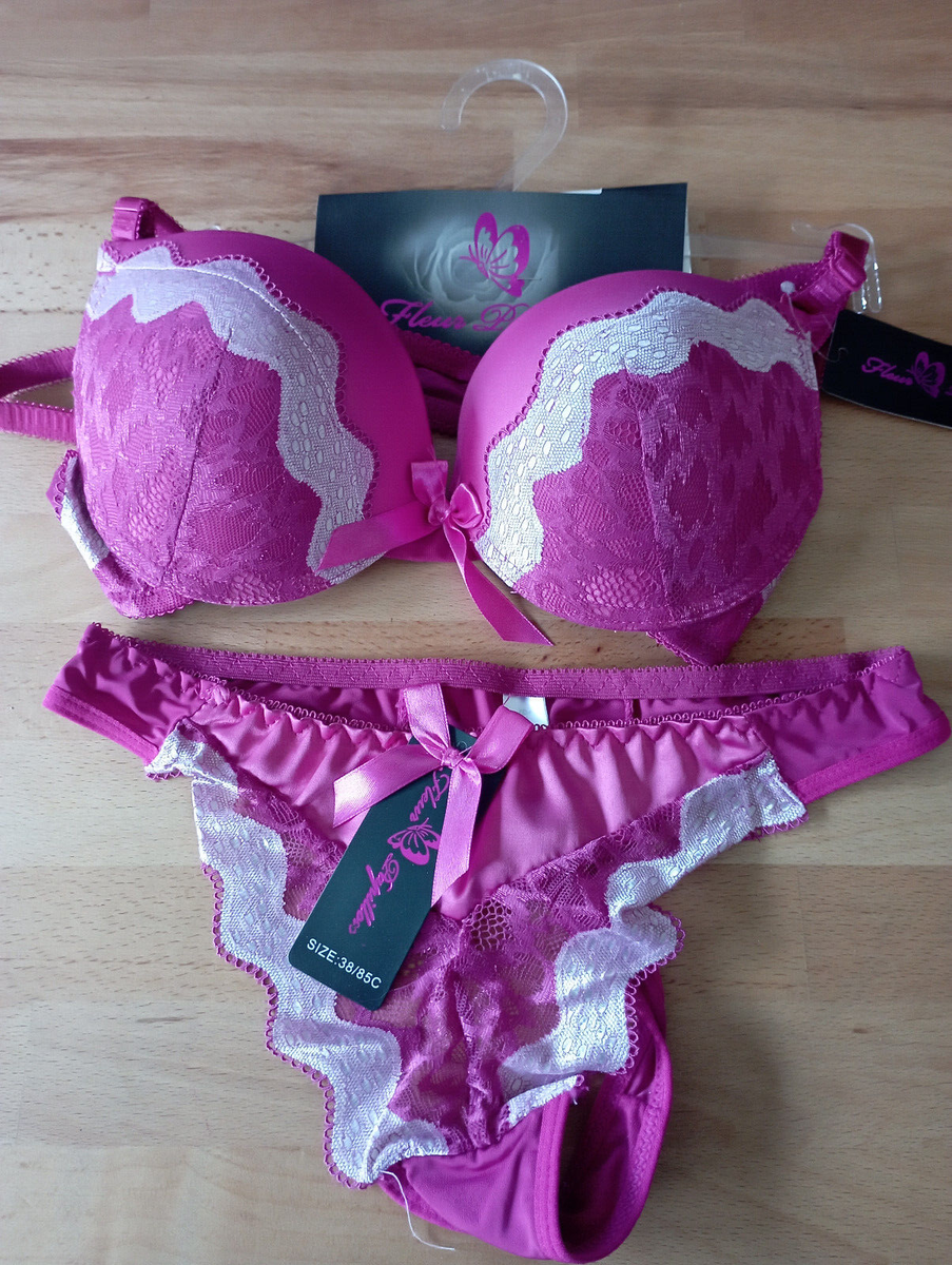 Ensemble Lingerie String Balconnet Rose 85C/38 - Lovely Neuf Avec étiquettes