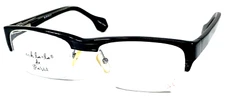 OOH LA-LA PARIS “GREG” NOS Black Half Rimless Eyeglasses Frame 55-19-133