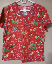 Disney Medium Mickey/Minnie/Pluto/Donald Christmas Scrub Top