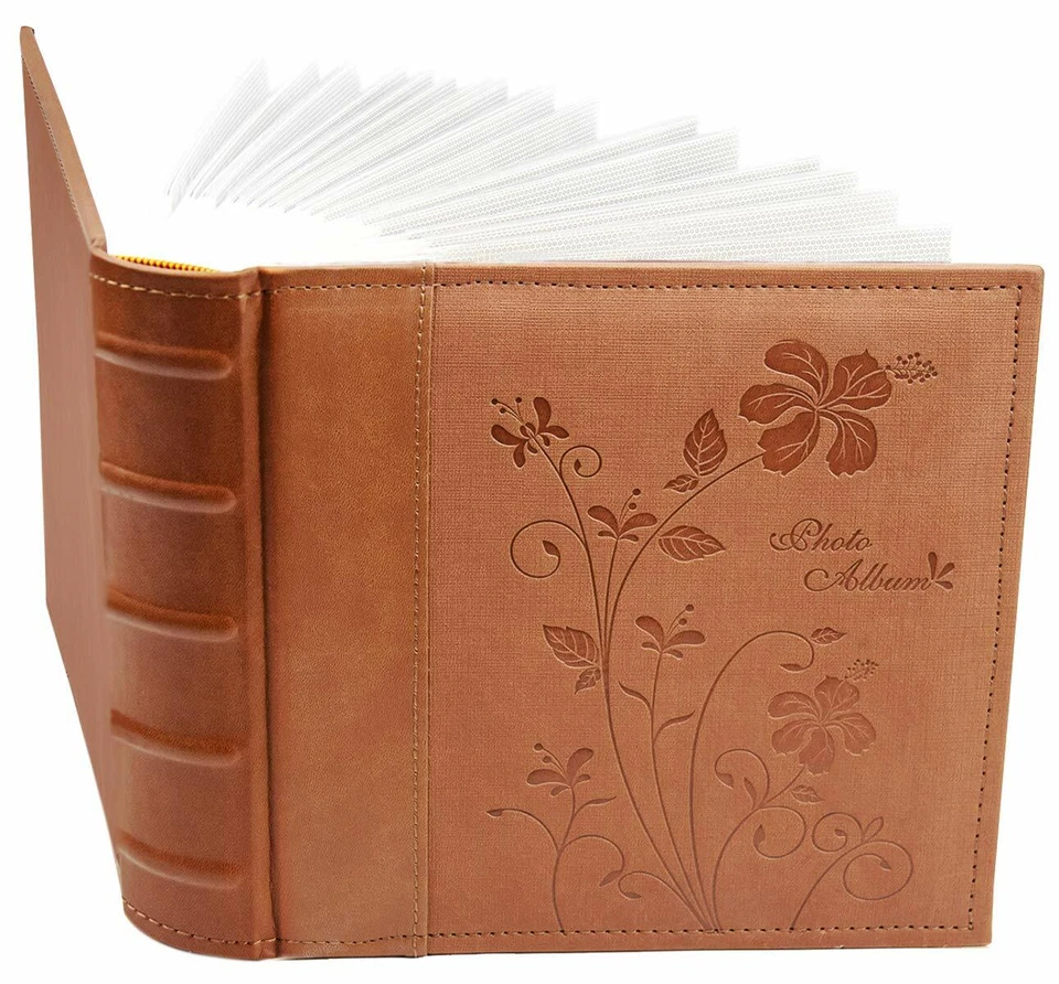 Álbum de fotos para 200 fotos 4x6 2 por página imitación cuero marrón Foto 3 de 4