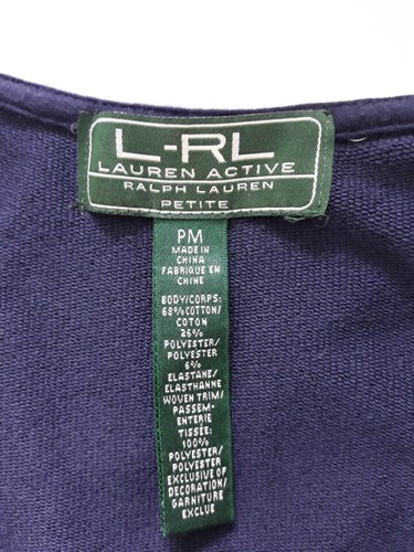 Chaleco para mujer Lauren Active Ralph Lauren talla pequeña PM azul marino blanco chaleco con cremallera - Imagen 7 de 8