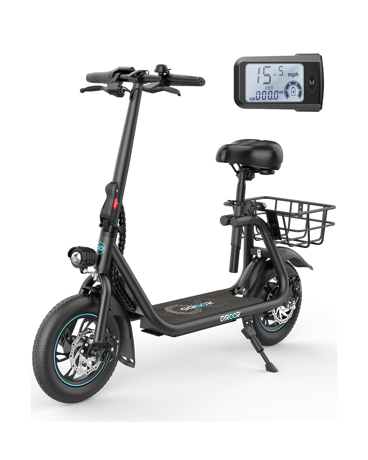 Electric Scooter with Seat for Adults, 550W Powerful Motor, 20-Mile Range, Sp...
