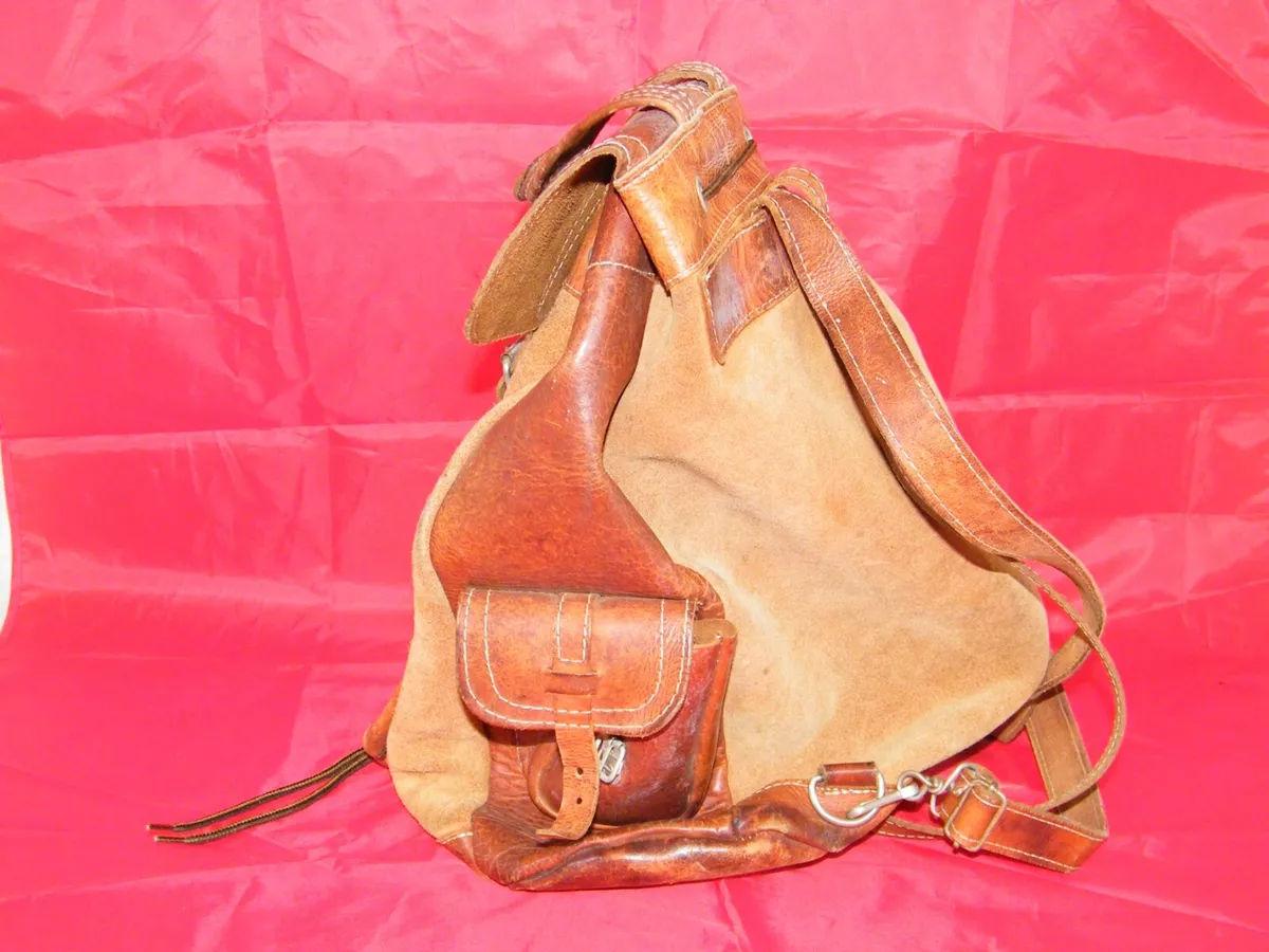 Leather and suede backpack cheap