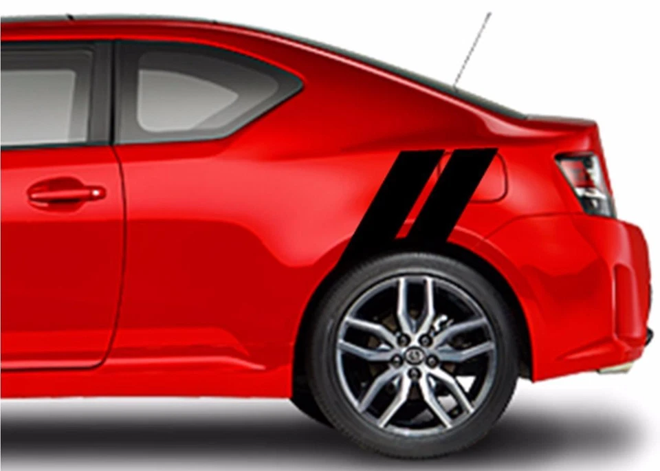 NUEVO Guardabarros Trasero 4" Doble Hash Bar Vinilo RACING STRIPES Calcomanías (Se Adapta a Scion TC) Foto 4 de 4