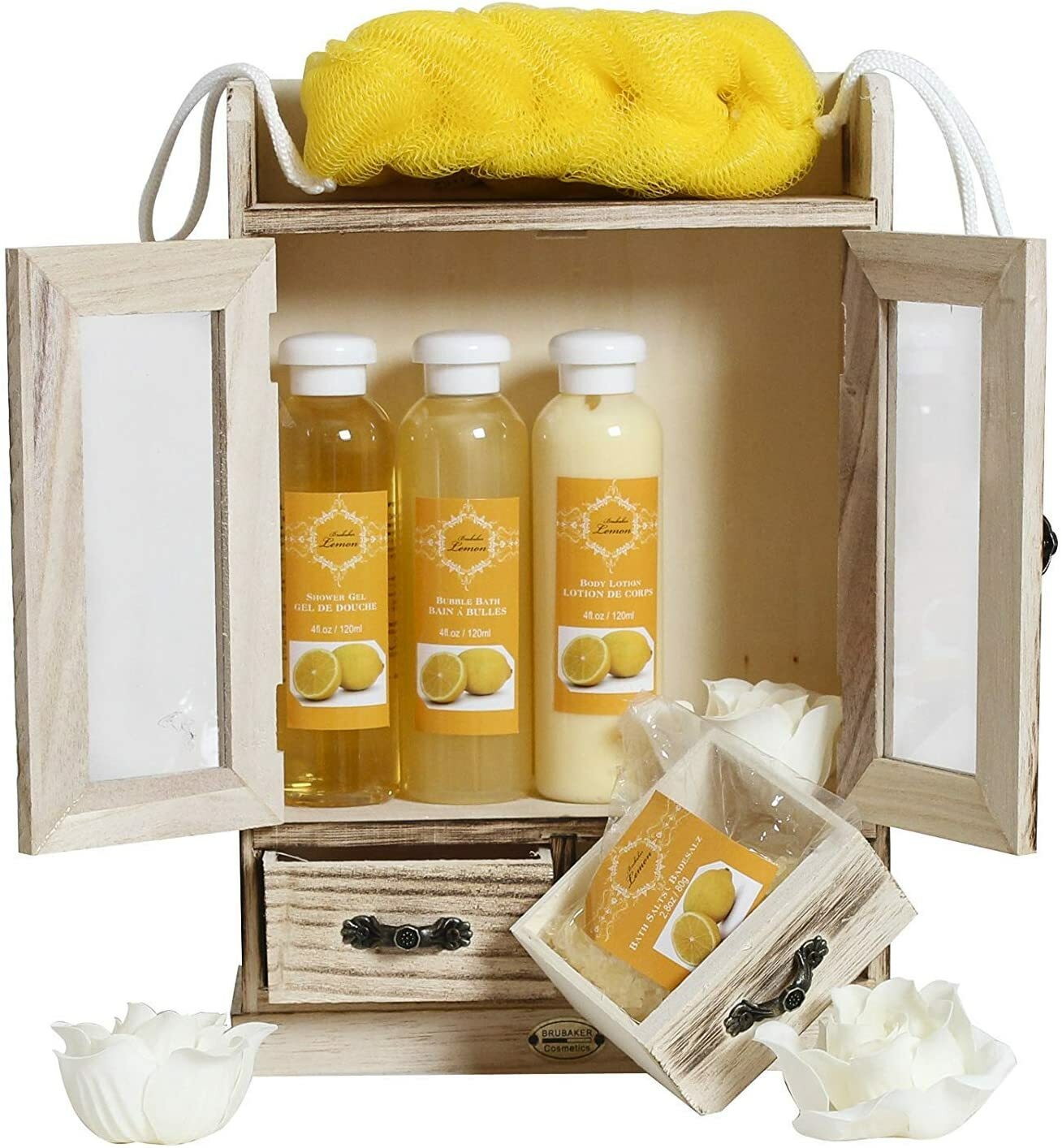 BRUBAKER Cosmetics Kit Baño y Ducha y Cuidado Madera Armario Miniatura 10 Pcs.