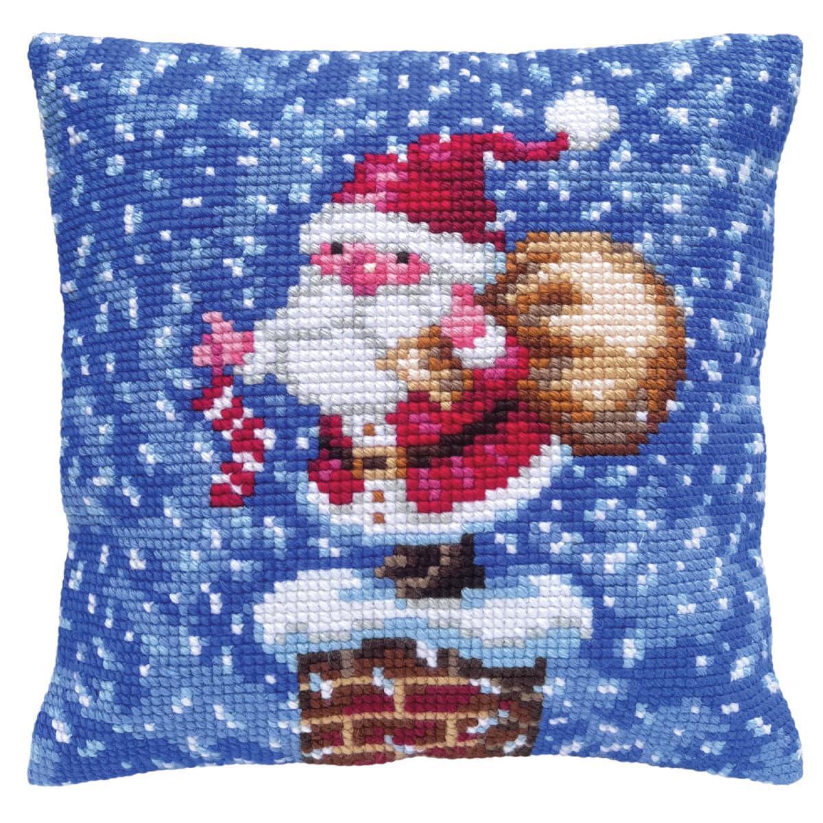 CDA stamped cross stitch kit cushion ""Merry Christmas"", 40x40cm, DIY