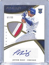 2015 Panini Immaculate Patch Autograph #123 Javier Baez No 7 of 99