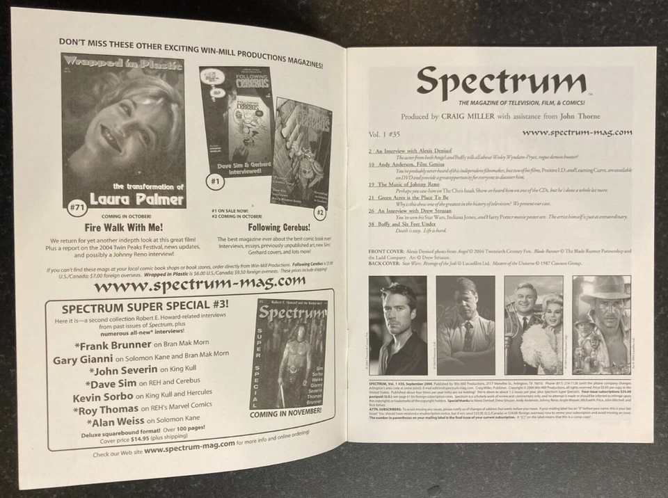 SPECTRUM Tv Film MAGAZINE #35 Sept 2004 includes 12 page Drew Struzen Interview - Image 2 of 4