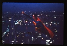 Superman Christopher Reeve flying over city lights Original Photo Transparency