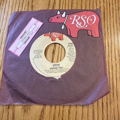 FRANKIE VALLI Grease Vinyl 45rpm Record 1978  RSO RS-897 with jukebox card