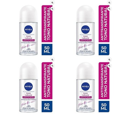 Nivea 4 PACK  ROLL ON ACLARADO  EFECTO SATIN Tono Natural
