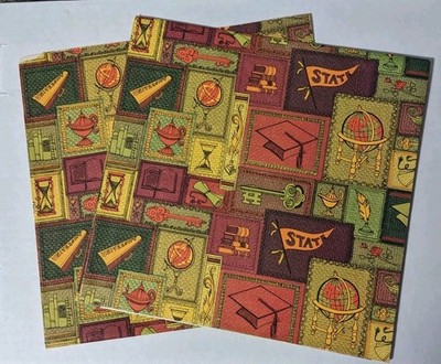 Vtg Graduation Wrapping Paper Squares Lot Of 2 Uncut 1970's READ