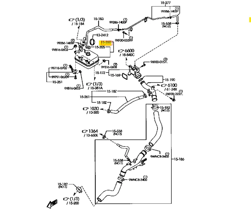 Mazda Genuine MX-5 Miata Radiator Coolant Reservoir Sub Tank OEM LFG1-15-350C - Image 3 of 3