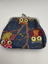 Owl coin purse with silver tone, clasp closure