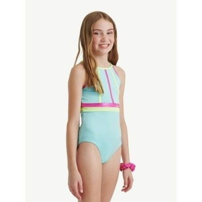 Justice Girls High Neck Leotard  Size SMALL LIGHT BLUE