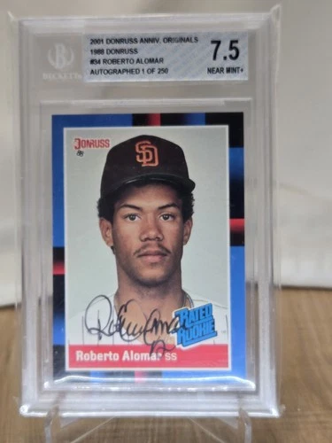 2001 Donruss Originals Roberto Alomar 1988 Donruss Auto RC 1/250 BGS HOF Rookie