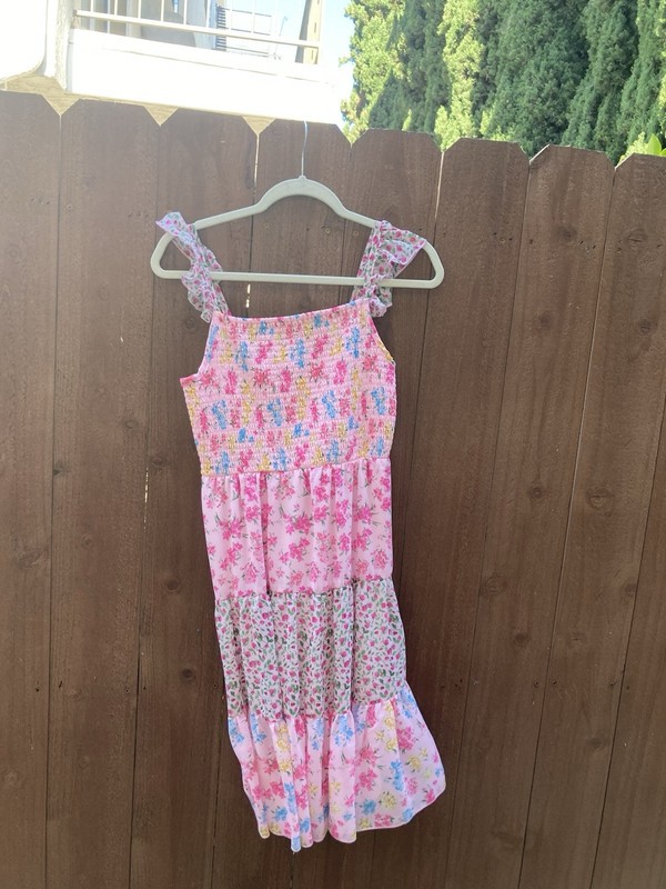 Party Pretty Party Dress  Georgette Ruffled Summer Dress Size 11/12 Pink Multi