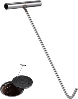 MARKENLOS Schachtdeckelhaken Kanaldeckelheber aus Edelstahl 380mm für Kanal ＆ Abflusshaken