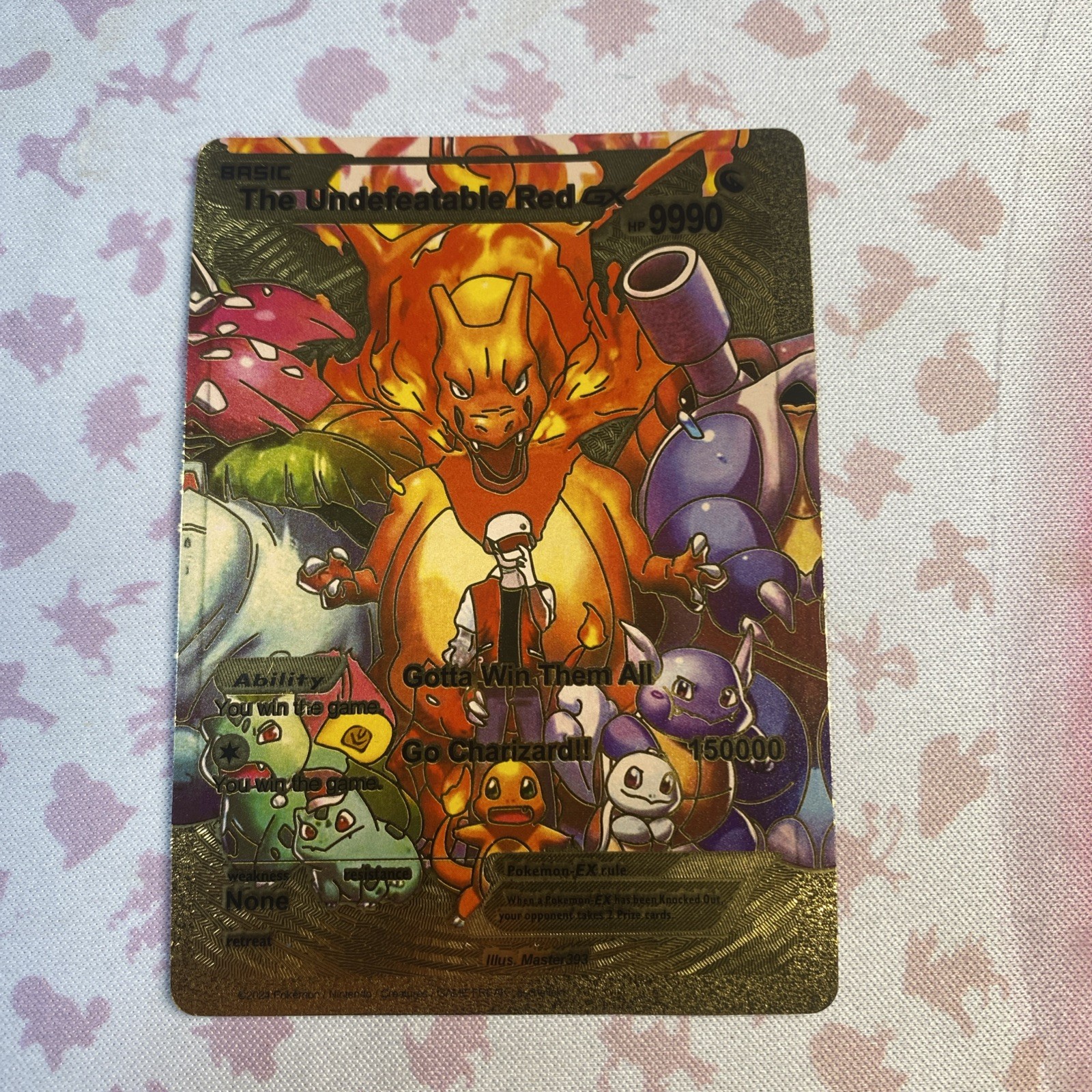 The Undefeatable Red GX Gold Foil💥Fan Art HP9990 Gotta Win Them All