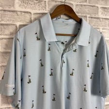 Bonobos Performance Mint Blue Golf Pins AOP Standard Fit Golf Polo mens XL