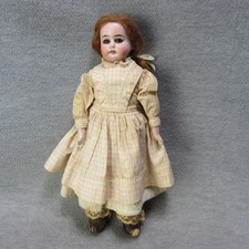 Antique German Bisque Head Doll 13/0 Brown Sleep Eyes Original Dress Horseshoe