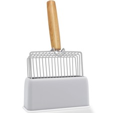 Fast Sifting Cat Litter Scoop with Holder Stand, Stainless Steel Poop Scooper...