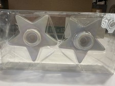 Iridescent Star Ceramic Taper Candle Set of 2 - Holders Christmas/4th Of July