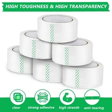 6 Rolls Shipping Packaging Box Clear Packing Sealing Tape - 2 mil 3" x 110 Yards