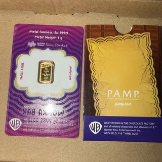 PAMP Suisse Willy Wonka Bar 1g Gold Bar 999.9 Fine Gold Limited Mintage 5000