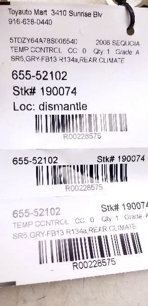 08 09 10 11 12 13 14 15 16 17 18 TOYOTA SEQUOIA TEMPERATURE CONTROL SWITCH - Image 4 of 4